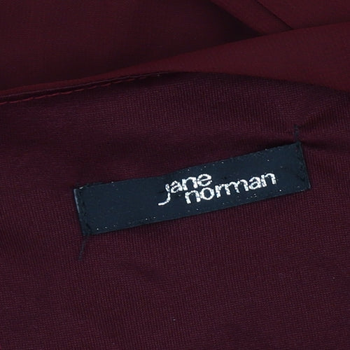 Jane Norman Women's Red Blouse 3/4 Sleeve V-Neck Size 10