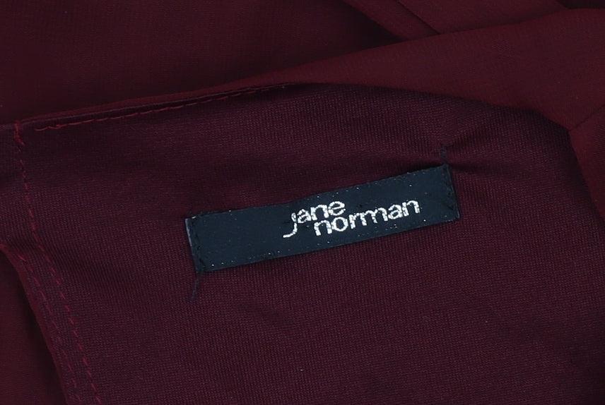 Jane Norman Women's Red Blouse 3/4 Sleeve V-Neck Size 10