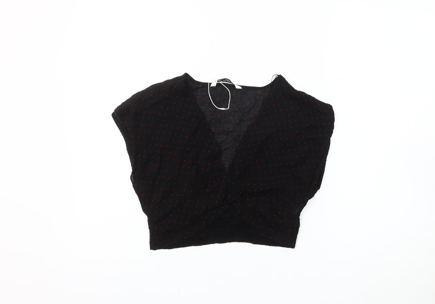 Zara Women's Black Polka Dot Cropped Blouse, Size S