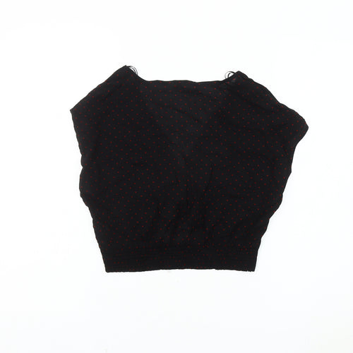 Zara Women's Black Polka Dot Cropped Blouse, Size S