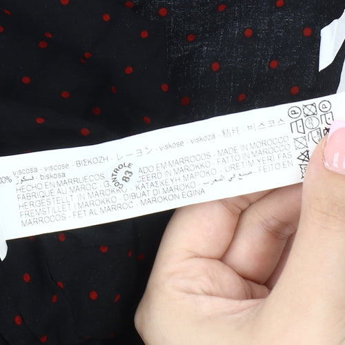 Zara Women's Black Polka Dot Cropped Blouse, Size S