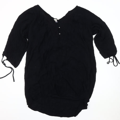 Roxy Women's Black 3/4 Sleeve Blouse in M