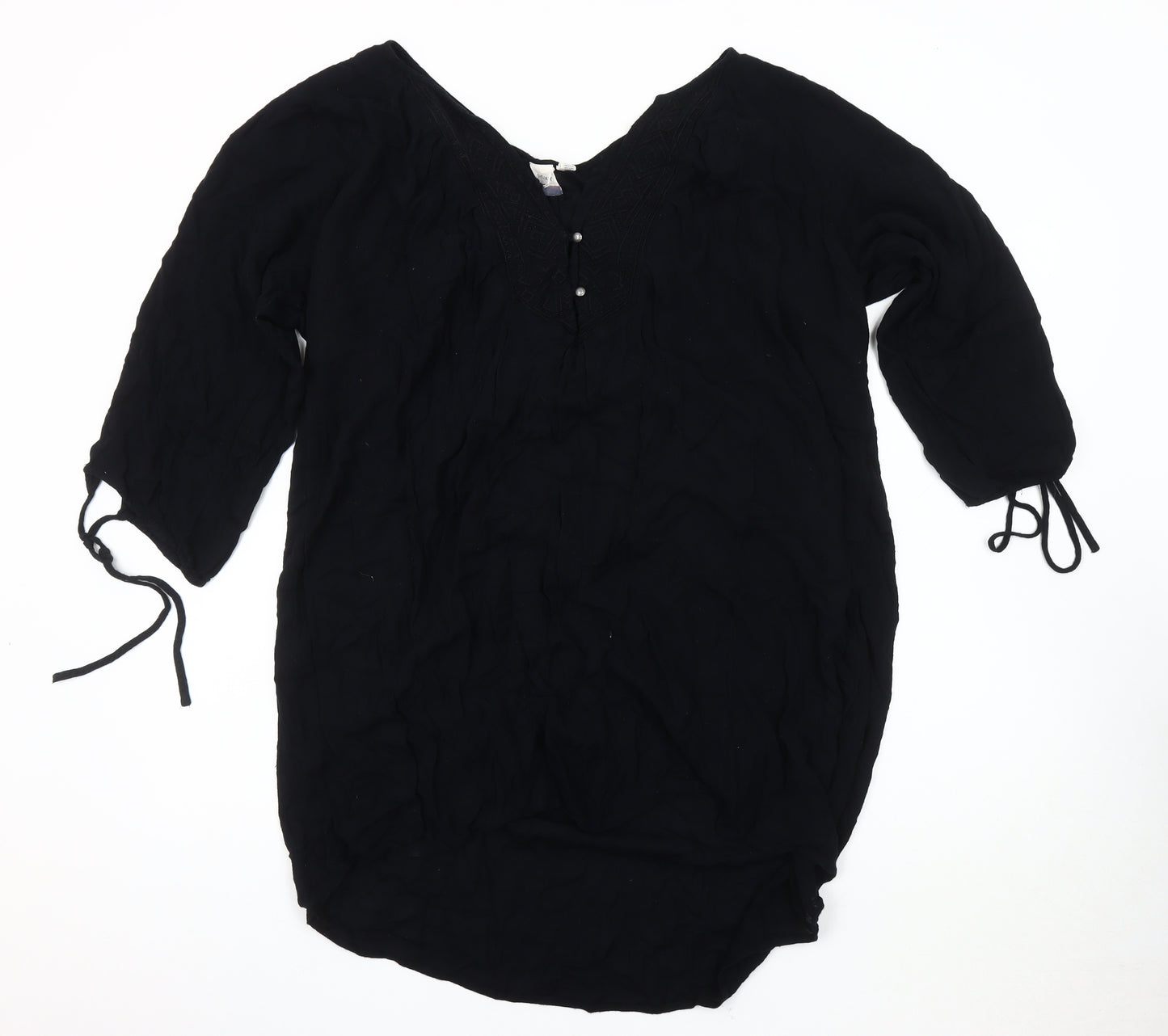 Roxy Women's Black 3/4 Sleeve Blouse in M
