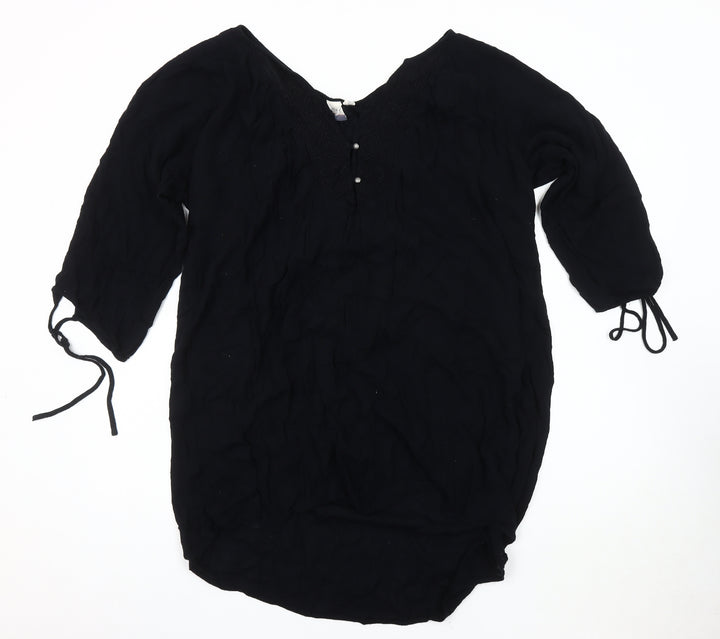 Roxy Women's Black 3/4 Sleeve Blouse in M
