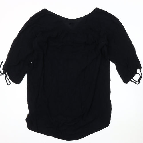 Roxy Women's Black 3/4 Sleeve Blouse in M