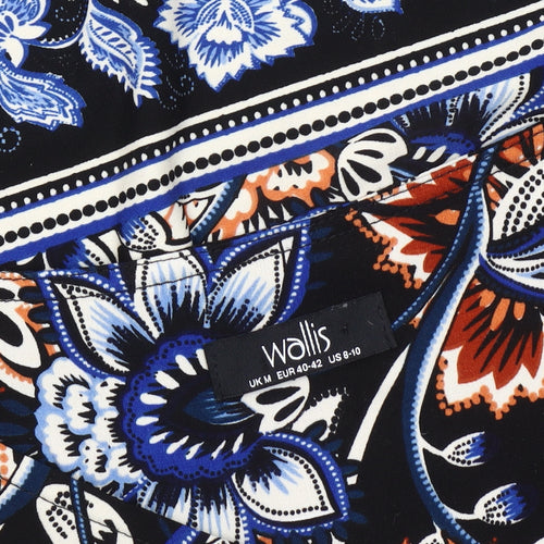 Wallis Women's Black Floral Cold Shoulder Blouse Size 12