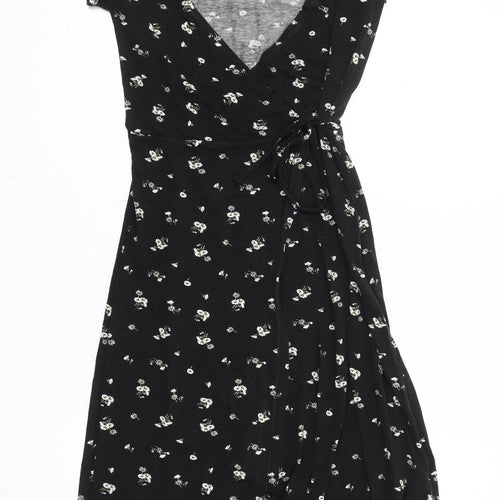 Hollister Women's Black Floral Wrap Dress M – Preworn