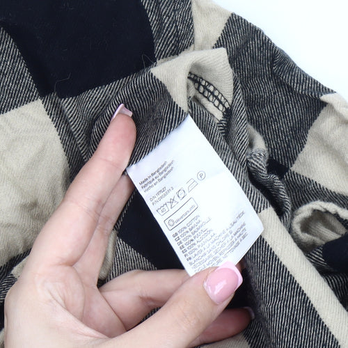H&M Men XS Black Beige Check Cotton Shirt