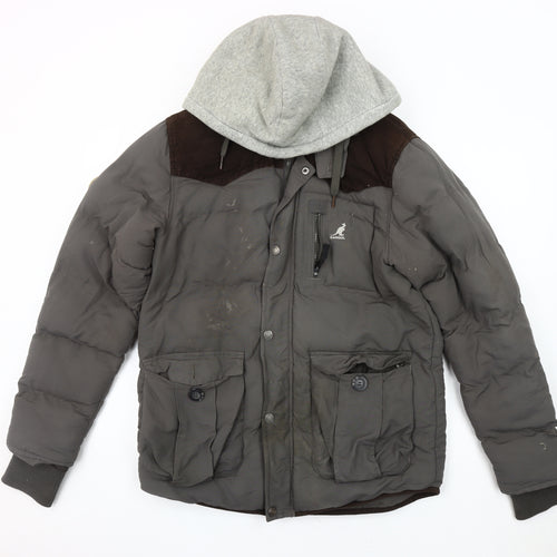 Kangol Men's Grey Puffer Jacket Size S Hoodie Casual