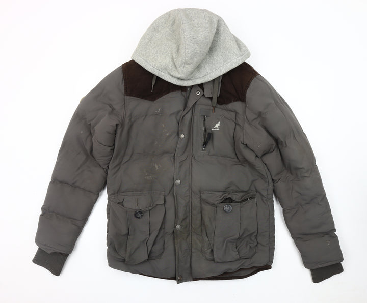 Kangol Men's Grey Puffer Jacket Size S Hoodie Casual