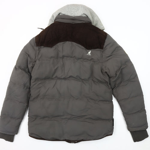 Kangol Men's Grey Puffer Jacket Size S Hoodie Casual