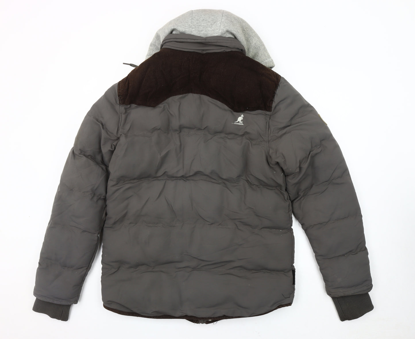 Kangol Men's Grey Puffer Jacket Size S Hoodie Casual
