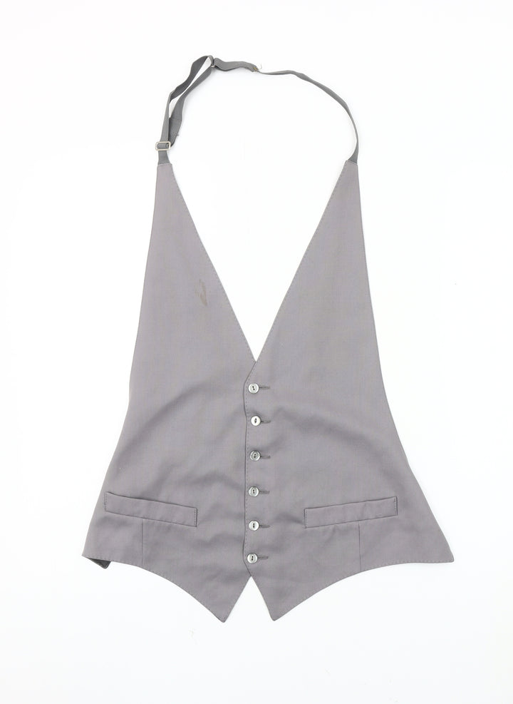 Moss Bros Men's Grey Suit Waistcoat - S