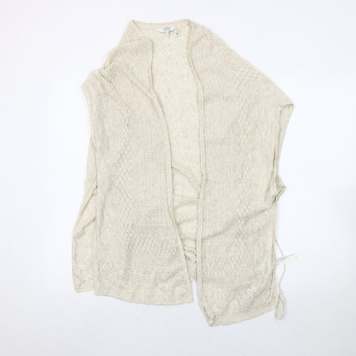 Fat Face Women's Beige Cape Jumper M Open-Knit Cotton