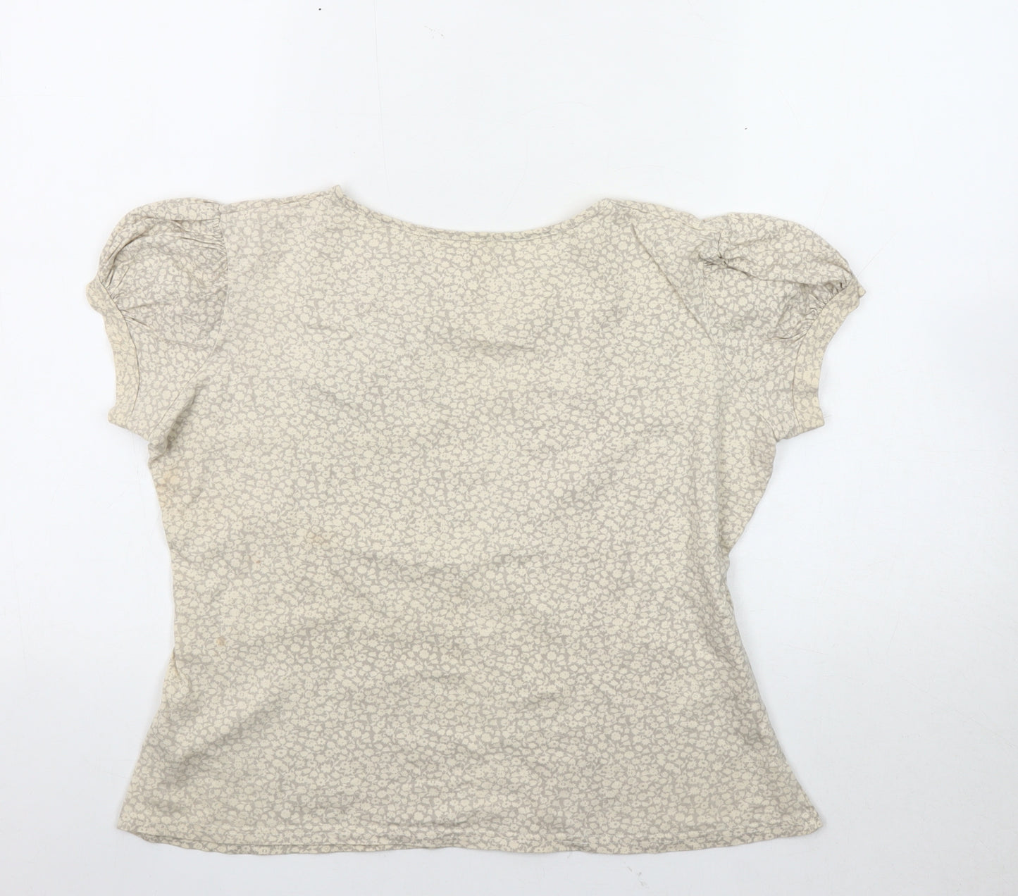 Next Women's Ivory Floral Puff Sleeve Top Size 12
