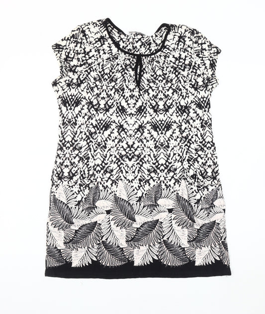 Wallis Women's Black Geometric Petite Blouse, Size L