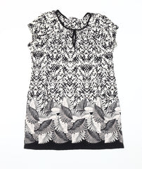 Wallis Women's Black Geometric Petite Blouse, Size L