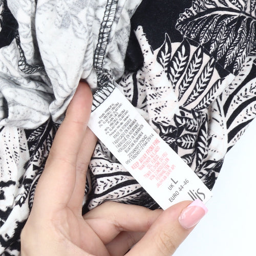 Wallis Women's Black Geometric Petite Blouse, Size L