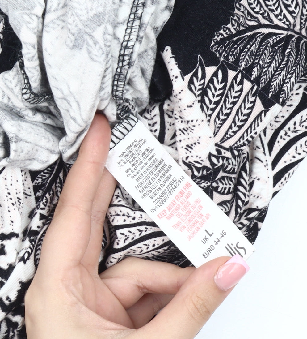 Wallis Women's Black Geometric Petite Blouse, Size L