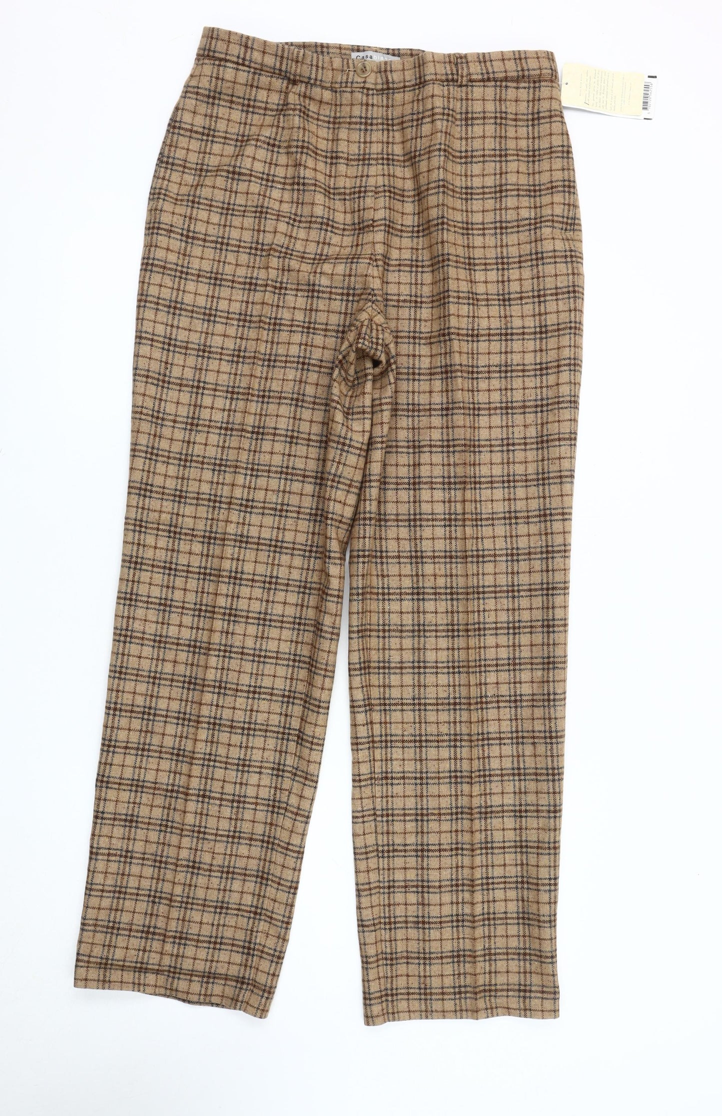Casablanca Men's Beige Check Trousers Size 18 New