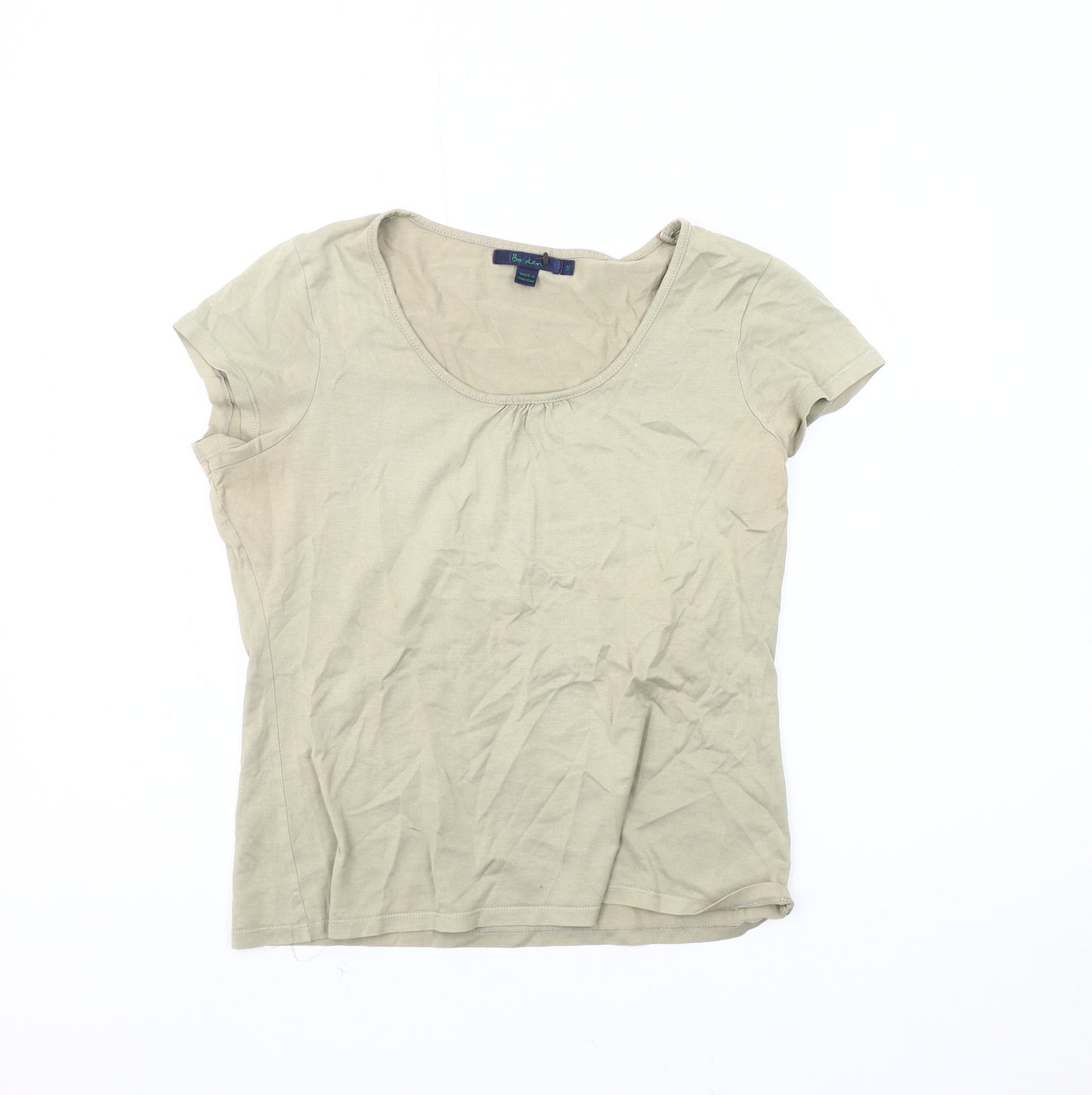 Boden Women's Beige Cotton T-Shirt Size 12 Scoop Neck