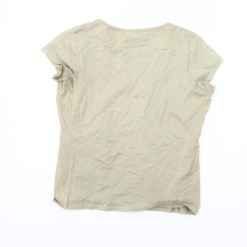 Boden Women's Beige Cotton T-Shirt Size 12 Scoop Neck