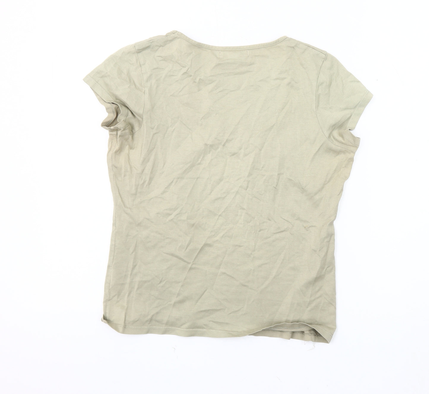 Boden Women's Beige Cotton T-Shirt Size 12 Scoop Neck