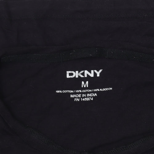 DKNY Black T-Shirt Medium Unisex Casual Cotton