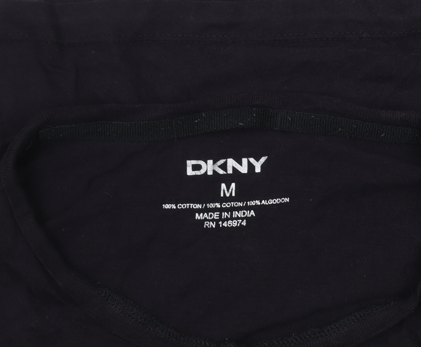 DKNY Black T-Shirt Medium Unisex Casual Cotton