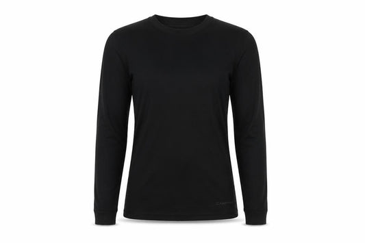 Front view of Campri Women's Black XS Long Sleeve Basic T-Shirt