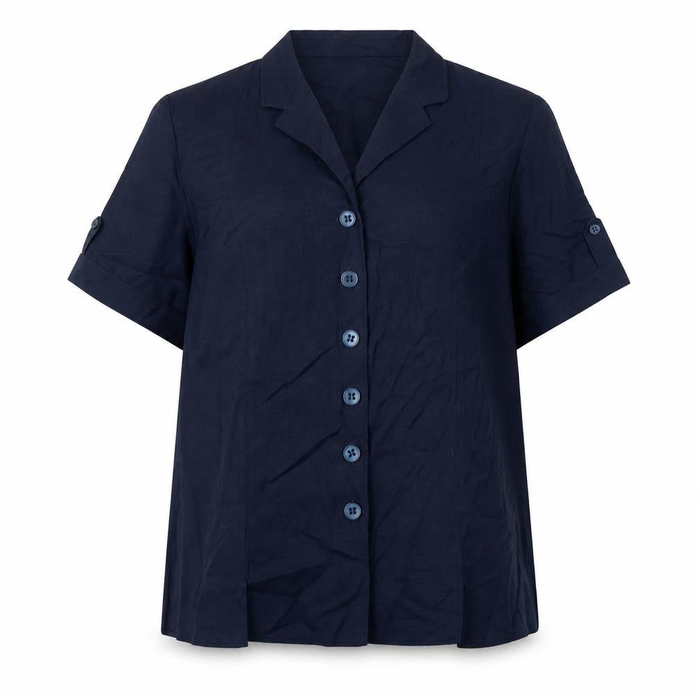 Front view of Rowland's Men's Blue Short Sleeve Button-Up Shirt