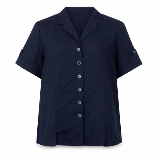 Front view of Rowland's Men's Blue Short Sleeve Button-Up Shirt