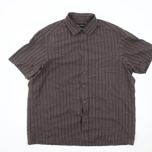 Marks and Spencer Men's Grey XL Striped Button-Up Shirt
