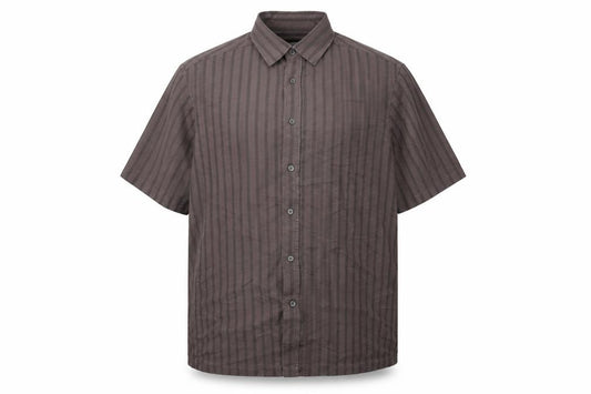 Front view of Marks & Spencer Men's Grey XL Striped Button-Up Shirt