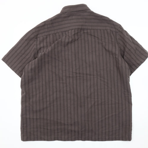 Marks and Spencer Men's Grey XL Striped Button-Up Shirt