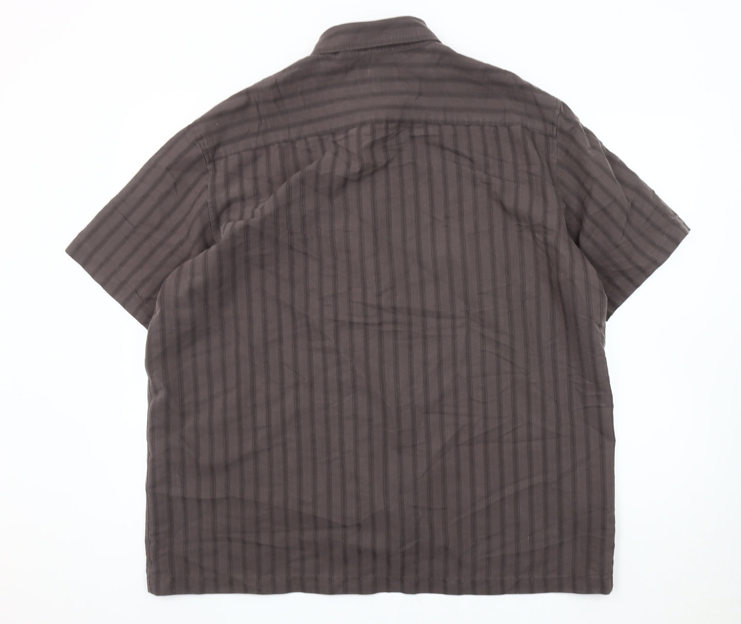 Marks and Spencer Men's Grey XL Striped Button-Up Shirt