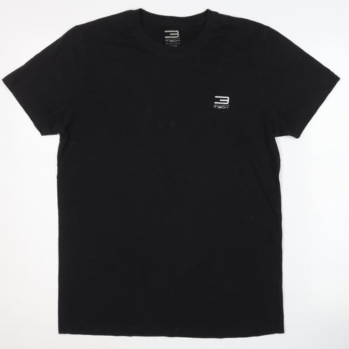 Jack & Jones Men’s Black Medium T-Shirt, Solid Jersey