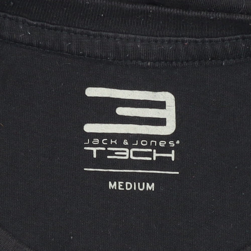 Jack & Jones Men’s Black Medium T-Shirt, Solid Jersey
