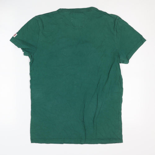 Hollister Men's Green T-Shirt S Logo Crew Neck