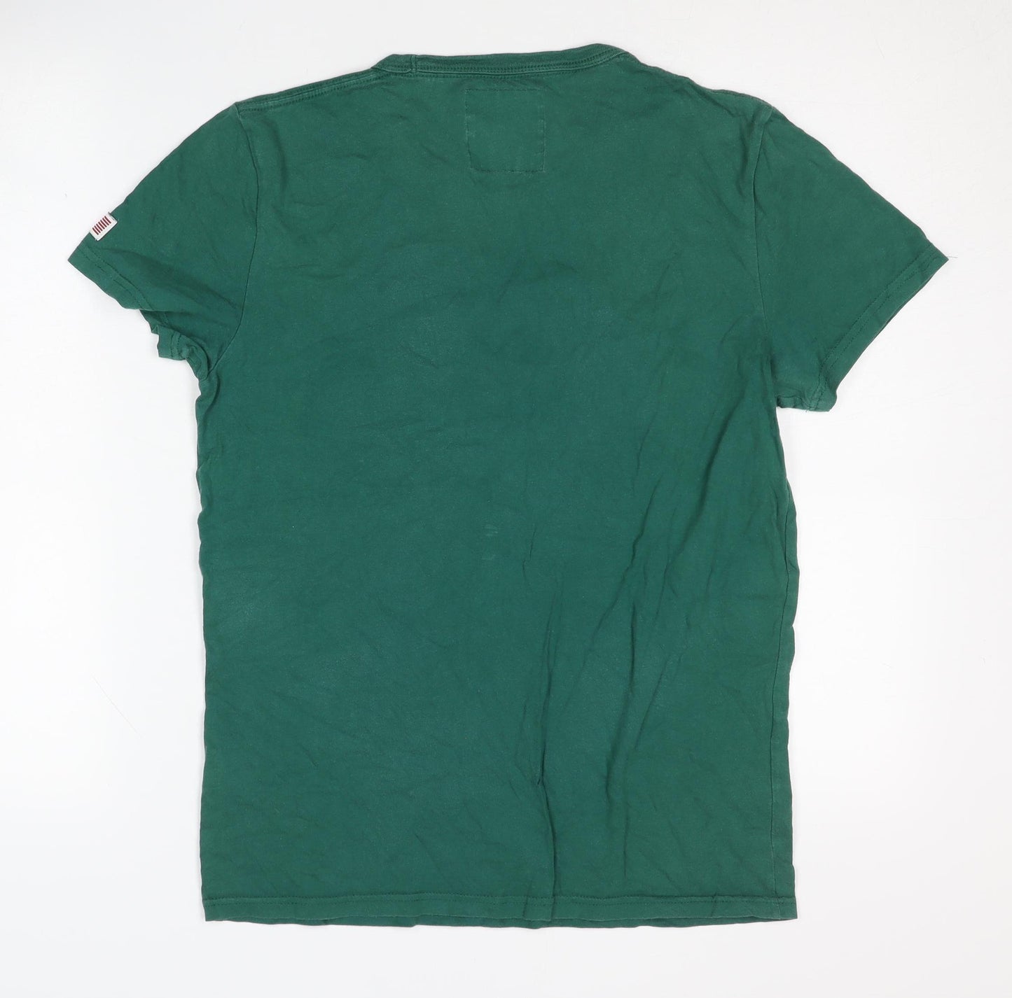 Hollister Men's Green T-Shirt S Logo Crew Neck