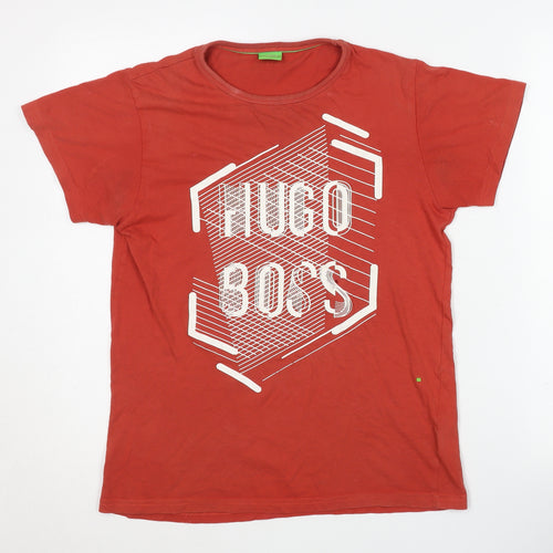 Hugo Boss Men's Red Graphic Print T-Shirt, Size S