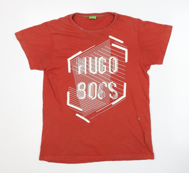 Hugo Boss Men's Red Graphic Print T-Shirt, Size S