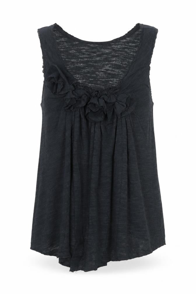 Front view of Deletta Women's Black Sleeveless Tank Top -, size S