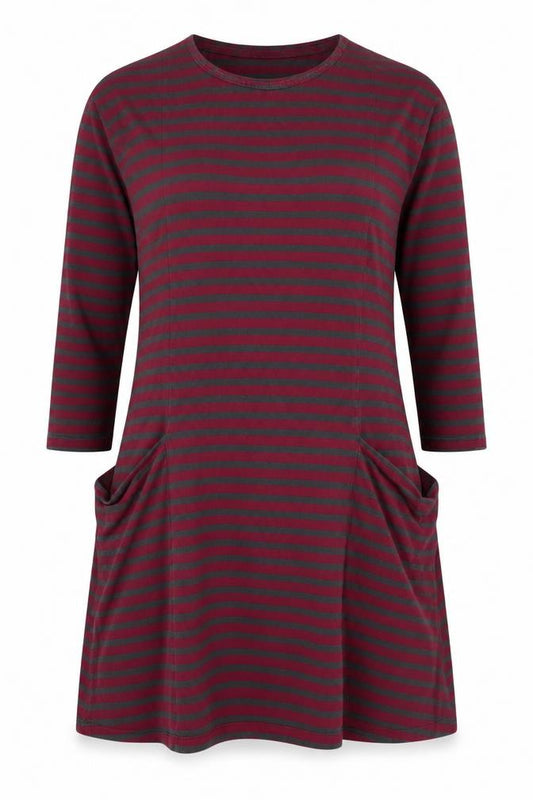 Front view of Seasalt Cornwall Women's Multicoloured Stripe T-Shirt Dress, size 10
