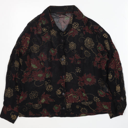 Naughty Women's Black Floral Embroidered Blouse, Size 12