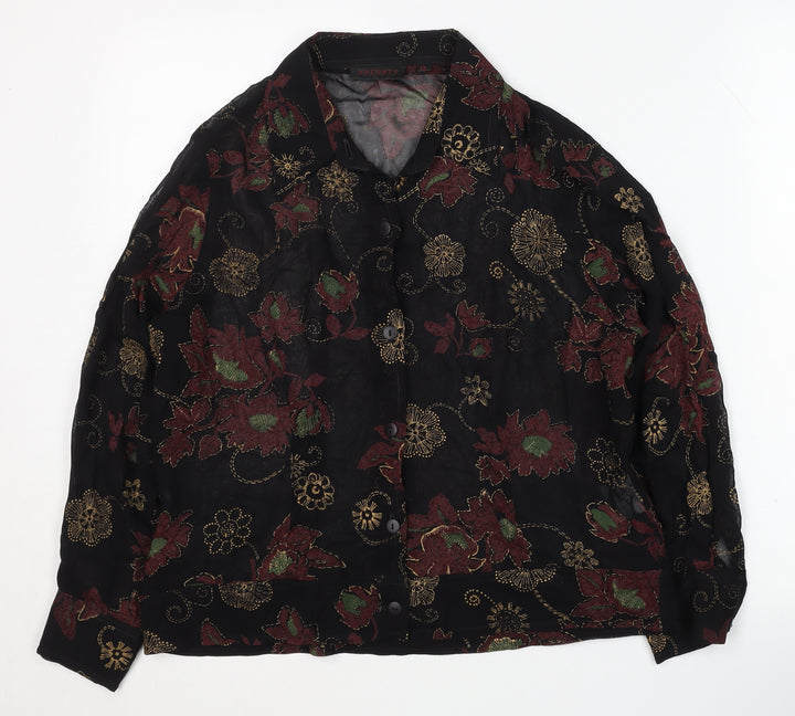 Naughty Women's Black Floral Embroidered Blouse, Size 12