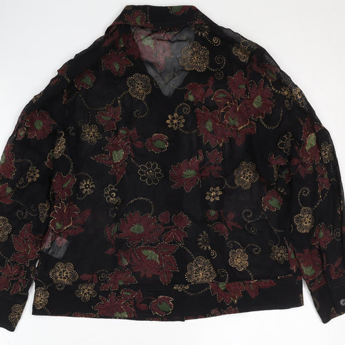Naughty Women's Black Floral Embroidered Blouse, Size 12