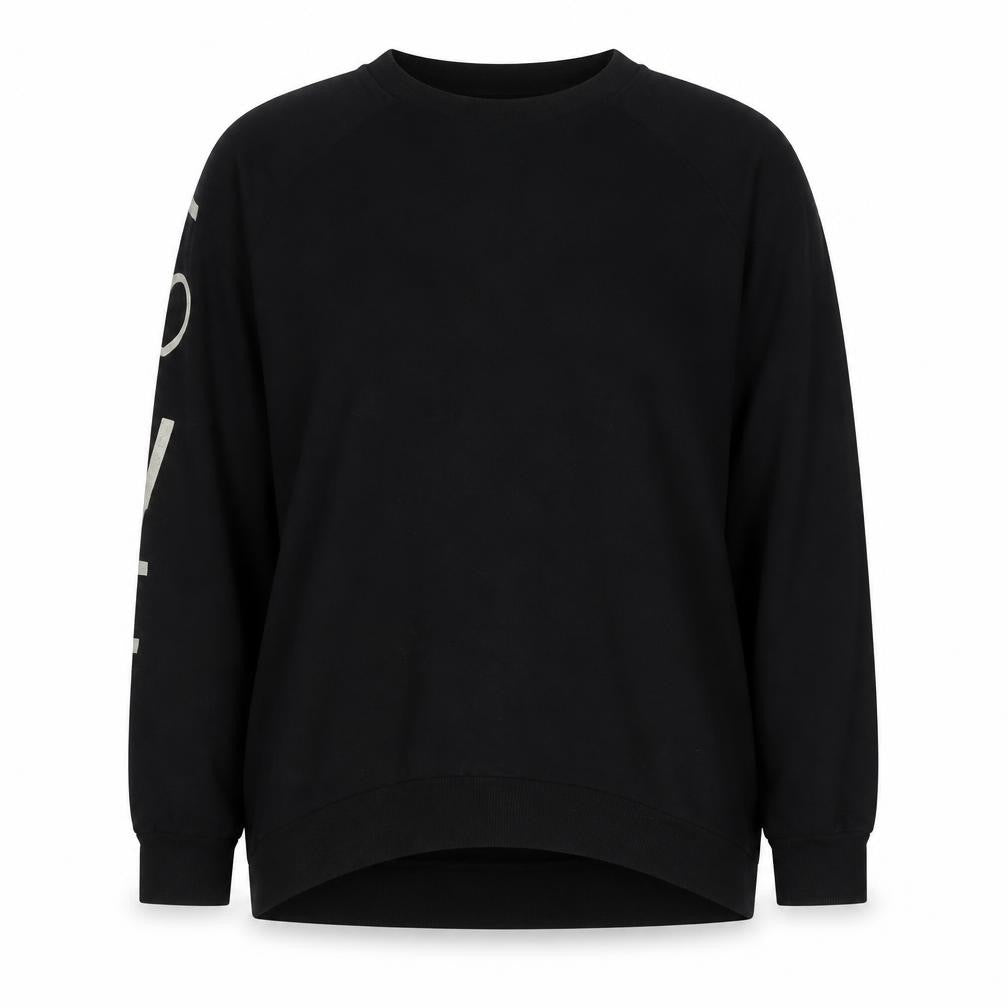 Front view of Post Card Black women’s pullover sweatshirt, size UK 6