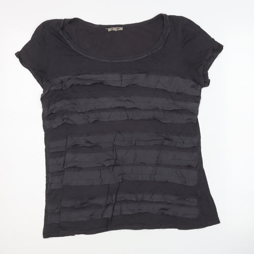 Jigsaw Women's Black T-Shirt M with Silk Trim