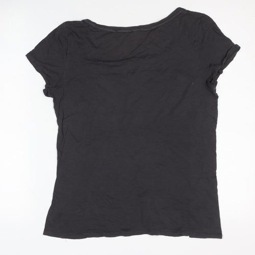 Jigsaw Women's Black T-Shirt M with Silk Trim